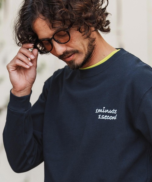 1minute 1second（ワンミニットワンセカンド）の「mlt5501-cursive foam print 10oz long sleeve shirt ロングスリーブカットソー(1M26H250)（Tシャツ/カットソー・メンズ・ブラック/グリーン系その他/ネイビー/ホワイト・M/L/XL）」の14枚目の写真