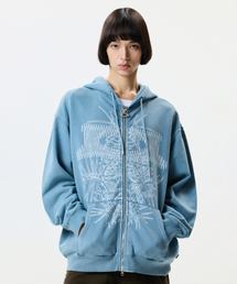 GRID WORMHOLE HOODIE ZIPUP PIGMENT BLUE