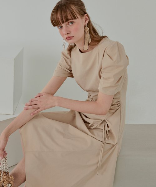 ETMON(エトモン)の「Pintuck String Dress, Beige(ワンピース・レディース・その他・MEDIUM/SMALL)」の6枚目の写真