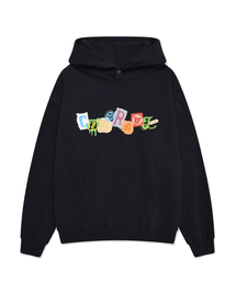 コラージュロゴフードパーカー ネイビー
