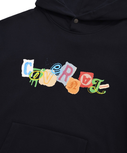 COVERNAT（カバーナット）の「コラージュロゴフードパーカー ネイビー（パーカー・レディース・その他・X-LARGE/SMALL/MEDIUM/LARGE）」の5枚目の写真