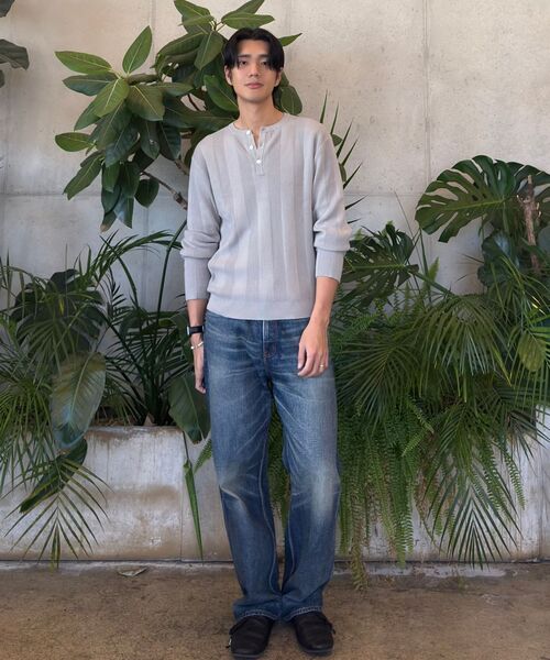 JUAN HOMME(ジュアンオム)の「ヘンリーネックリブニット(ライトグレー)(ニット/セーター・メンズ・その他・MEDIUM/LARGE)」の4枚目の写真