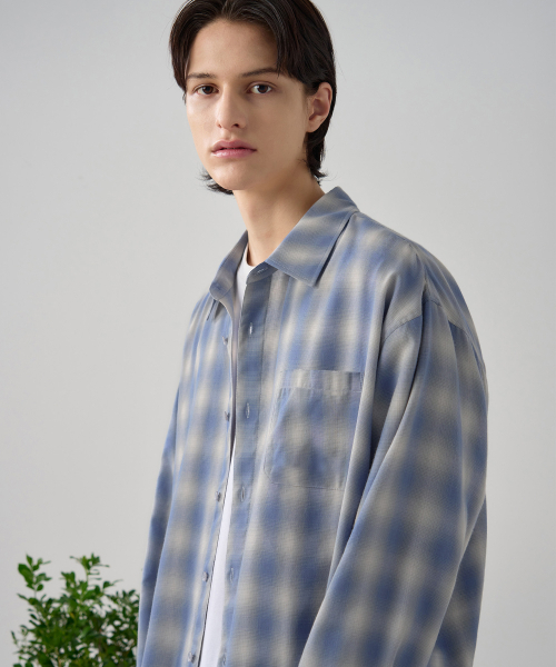 DRAW FIT（ドローフィット）の「セインツオンブレチェックシャツ[ブルー]（シャツ/ブラウス・メンズ・その他・X-LARGE/MEDIUM/LARGE）」の2枚目の写真