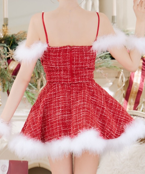 A Sugar フロントリボンセットアップツイードサンタ フロントリボンセットアップツイードサンタ【サンタコス 5点セット