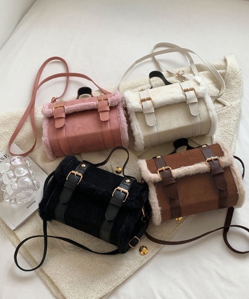 shoppinggo(ショッピングゴー)の「ファー付き2WAY ミニショルダーバッグ レディースバッグ ショルダーバッグ ハンドバッグ(ショルダーバッグ・レディース・ピンク/ホワイト/ブラウン/ブラック・FREE)」の5枚目の写真