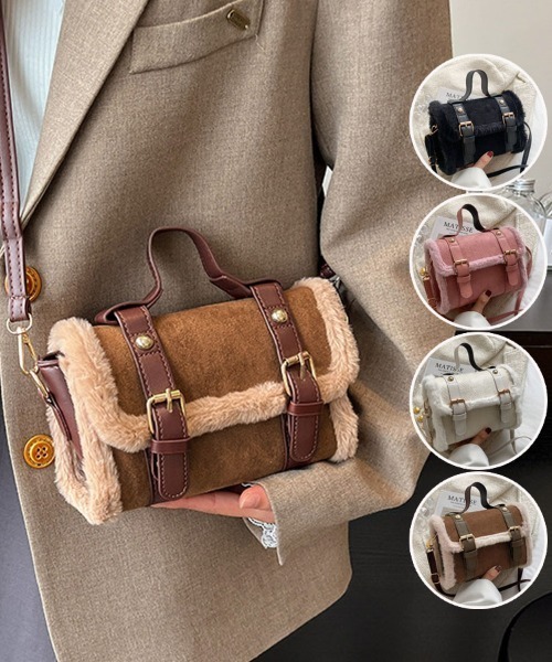 shoppinggo(ショッピングゴー)の「ファー付き2WAY ミニショルダーバッグ レディースバッグ ショルダーバッグ ハンドバッグ(ショルダーバッグ・レディース・ピンク/ホワイト/ブラウン/ブラック・FREE)」の6枚目の写真
