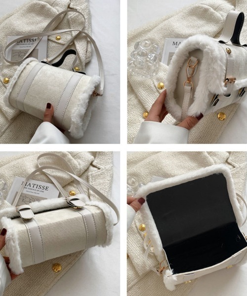 shoppinggo(ショッピングゴー)の「ファー付き2WAY ミニショルダーバッグ レディースバッグ ショルダーバッグ ハンドバッグ(ショルダーバッグ・レディース・ピンク/ホワイト/ブラウン/ブラック・FREE)」の7枚目の写真