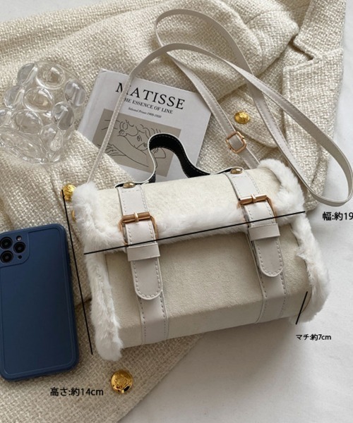 shoppinggo(ショッピングゴー)の「ファー付き2WAY ミニショルダーバッグ レディースバッグ ショルダーバッグ ハンドバッグ(ショルダーバッグ・レディース・ピンク/ホワイト/ブラウン/ブラック・FREE)」の8枚目の写真