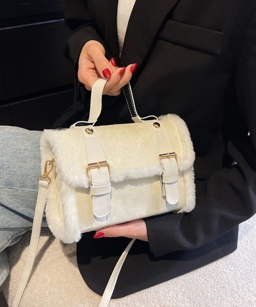 shoppinggo(ショッピングゴー)の「ファー付き2WAY ミニショルダーバッグ レディースバッグ ショルダーバッグ ハンドバッグ(ショルダーバッグ・レディース・ピンク/ホワイト/ブラウン/ブラック・FREE)」の11枚目の写真