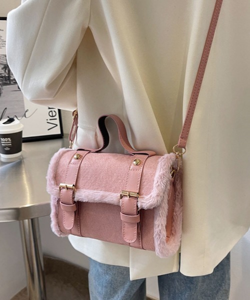 shoppinggo(ショッピングゴー)の「ファー付き2WAY ミニショルダーバッグ レディースバッグ ショルダーバッグ ハンドバッグ(ショルダーバッグ・レディース・ピンク/ホワイト/ブラウン/ブラック・FREE)」の14枚目の写真