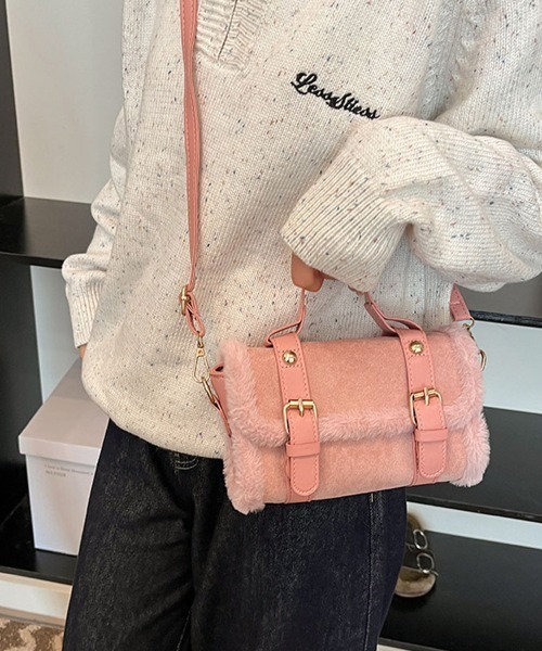 shoppinggo(ショッピングゴー)の「ファー付き2WAY ミニショルダーバッグ レディースバッグ ショルダーバッグ ハンドバッグ(ショルダーバッグ・レディース・ピンク/ホワイト/ブラウン/ブラック・FREE)」の15枚目の写真