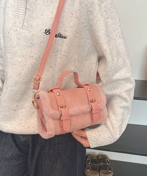 shoppinggo(ショッピングゴー)の「ファー付き2WAY ミニショルダーバッグ レディースバッグ ショルダーバッグ ハンドバッグ(ショルダーバッグ・レディース・ピンク/ホワイト/ブラウン/ブラック・FREE)」の17枚目の写真