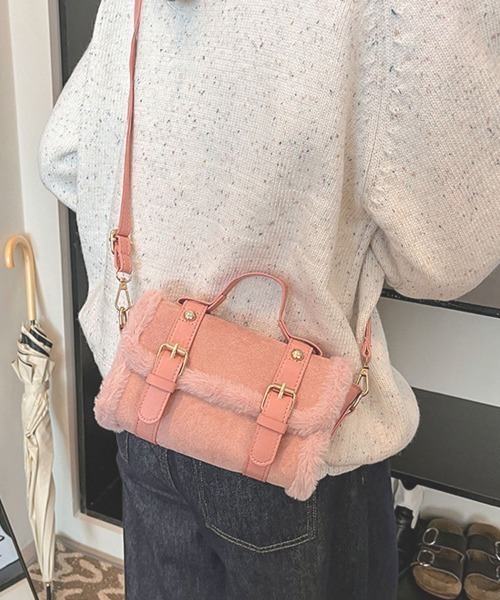 shoppinggo(ショッピングゴー)の「ファー付き2WAY ミニショルダーバッグ レディースバッグ ショルダーバッグ ハンドバッグ(ショルダーバッグ・レディース・ピンク/ホワイト/ブラウン/ブラック・FREE)」の18枚目の写真