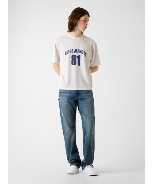 GUESS JEANS(ゲスジーンズ)の「GUESS JEANS Short Sleeves Boxy Cropped Mesh Jersey Tシャツ メッシュ(Tシャツ/カットソー・メンズ・ホワイト・MEDIUM/X-LARGE/SMALL/LARGE)」の4枚目の写真