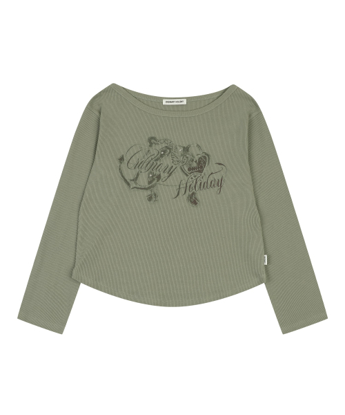 ORDINARY HOLIDAY（オーディナリー ホリデー）の「OFF-SHOULDER LOOSE FIT SET-UP [KHAKI]（Tシャツ/カットソー・レディース・その他・FREE）」の3枚目の写真