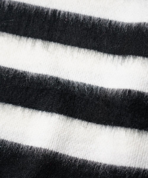 TOWNCRAFT（タウンクラフト）の「TOWNCRAFT / タウンクラフト BORDER SHAGGY CREW SWEATER ボーダー シャギー モヘアタッチ クルーネックセーター（ニット/セーター・メンズ・レッド/ブラック×ホワイト・LARGE/MEDIUM）」の10枚目の写真
