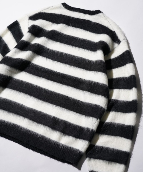 TOWNCRAFT（タウンクラフト）の「TOWNCRAFT / タウンクラフト BORDER SHAGGY CREW SWEATER ボーダー シャギー モヘアタッチ クルーネックセーター（ニット/セーター・メンズ・レッド/ブラック×ホワイト・LARGE/MEDIUM）」の13枚目の写真