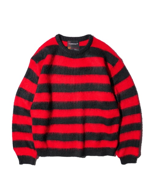 TOWNCRAFT（タウンクラフト）の「TOWNCRAFT / タウンクラフト BORDER SHAGGY CREW SWEATER ボーダー シャギー モヘアタッチ クルーネックセーター（ニット/セーター・メンズ・レッド/ブラック×ホワイト・LARGE/MEDIUM）」の14枚目の写真