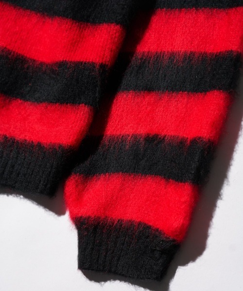 TOWNCRAFT（タウンクラフト）の「TOWNCRAFT / タウンクラフト BORDER SHAGGY CREW SWEATER ボーダー シャギー モヘアタッチ クルーネックセーター（ニット/セーター・メンズ・レッド/ブラック×ホワイト・LARGE/MEDIUM）」の18枚目の写真