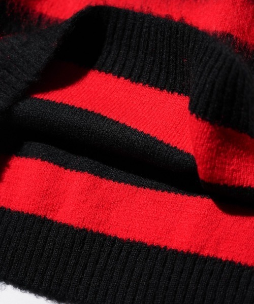 TOWNCRAFT（タウンクラフト）の「TOWNCRAFT / タウンクラフト BORDER SHAGGY CREW SWEATER ボーダー シャギー モヘアタッチ クルーネックセーター（ニット/セーター・メンズ・レッド/ブラック×ホワイト・LARGE/MEDIUM）」の19枚目の写真