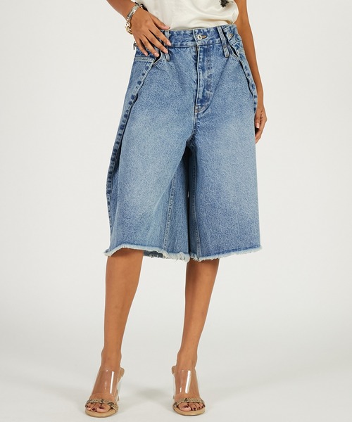 PRANK PROJECT（プランクプロジェクト）の「デニムハーフパンツ / Denim Half Pants（デニムパンツ・レディース・ブラック/ブルー/ホワイト・36/38）」の15枚目の写真