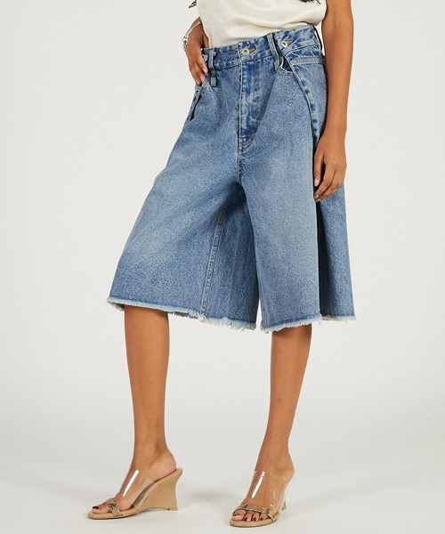 PRANK PROJECT（プランクプロジェクト）の「デニムハーフパンツ / Denim Half Pants（デニムパンツ・レディース・ブラック/ブルー/ホワイト・36/38）」の16枚目の写真