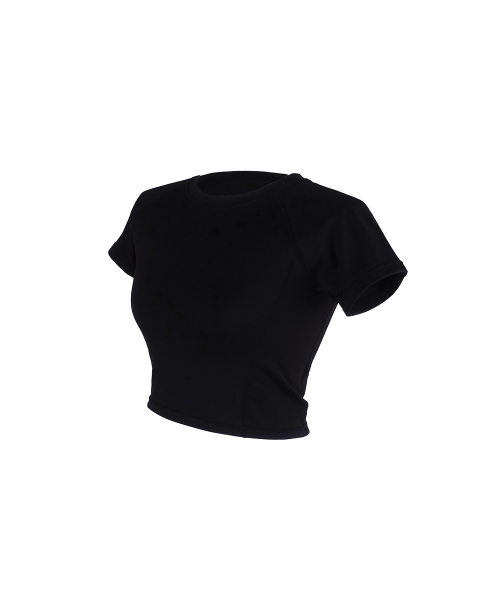 AINIFFON(アインイプオン)の「エアクーリングショートスリーブクロップトップブラック(Tシャツ/カットソー・レディース・ブラック・SMALL/MEDIUM/LARGE)」の4枚目の写真
