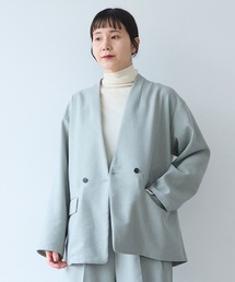 ノーカラージャケット（グリーン・カーキ/緑色系）ファッション通販