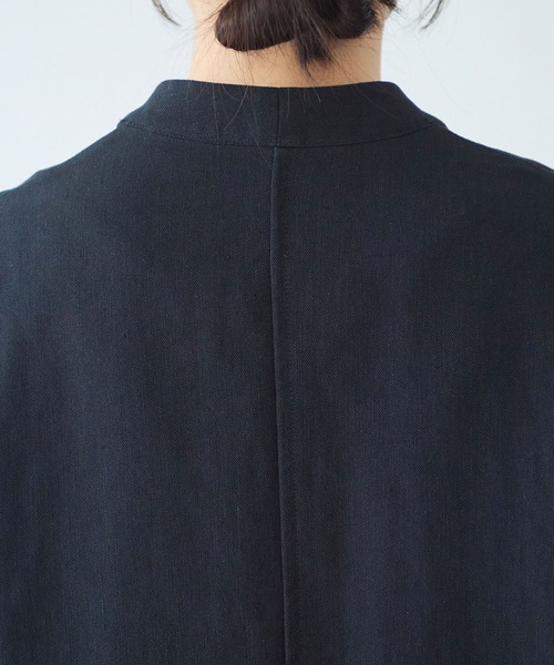 yuni（ユニ　）の「Linen/Polyester double cocoon no collarジャケット（ノーカラージャケット・レディース・ブラック・FREE）」の11枚目の写真