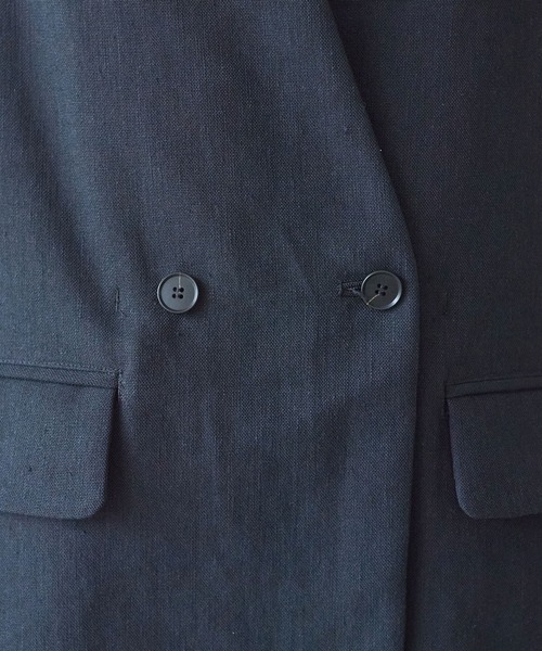 yuni（ユニ　）の「Linen/Polyester double cocoon no collarジャケット（ノーカラージャケット・レディース・ブラック・FREE）」の17枚目の写真