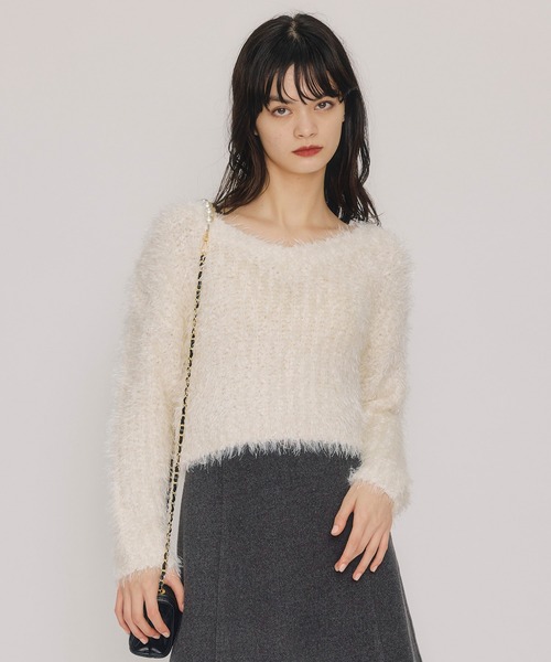 REDYAZEL（レディアゼル）の「ブークレラメシャギーニットプルオーバー（ニット/セーター・レディース・サックスブルー/パープル/ブラック/ピンク/ホワイト・FREE）」の2枚目の写真