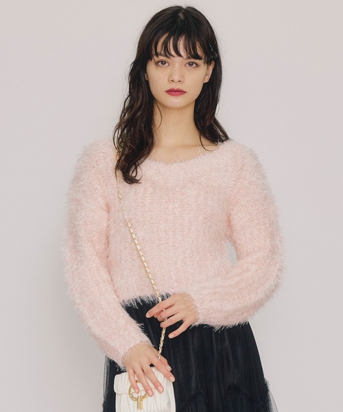 REDYAZEL（レディアゼル）の「ブークレラメシャギーニットプルオーバー（ニット/セーター・レディース・サックスブルー/パープル/ブラック/ピンク/ホワイト・FREE）」の5枚目の写真