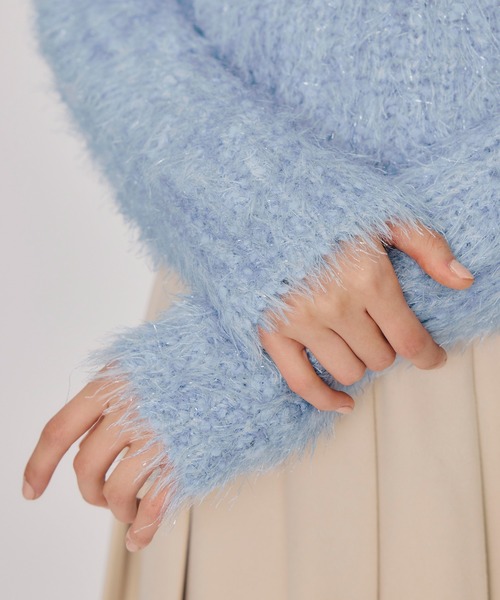 REDYAZEL（レディアゼル）の「ブークレラメシャギーニットプルオーバー（ニット/セーター・レディース・サックスブルー/パープル/ブラック/ピンク/ホワイト・FREE）」の18枚目の写真