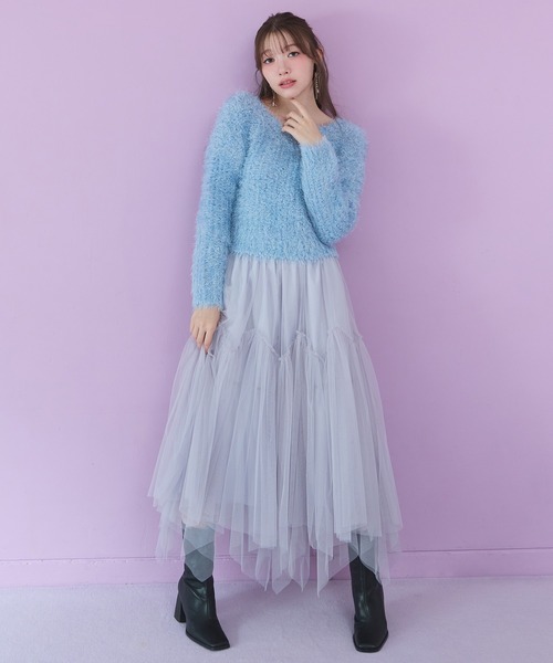 REDYAZEL（レディアゼル）の「ブークレラメシャギーニットプルオーバー（ニット/セーター・レディース・サックスブルー/パープル/ブラック/ピンク/ホワイト・FREE）」の9枚目の写真