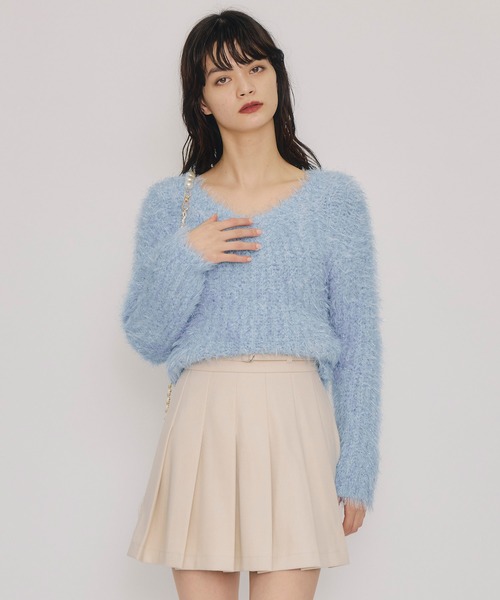 REDYAZEL（レディアゼル）の「ブークレラメシャギーニットプルオーバー（ニット/セーター・レディース・サックスブルー/パープル/ブラック/ピンク/ホワイト・FREE）」の14枚目の写真