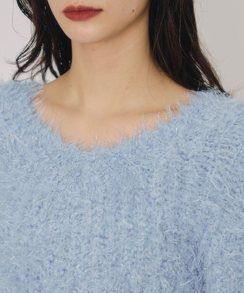 REDYAZEL（レディアゼル）の「ブークレラメシャギーニットプルオーバー（ニット/セーター・レディース・サックスブルー/パープル/ブラック/ピンク/ホワイト・FREE）」の17枚目の写真