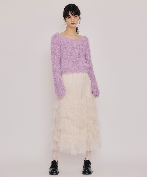 REDYAZEL（レディアゼル）の「ブークレラメシャギーニットプルオーバー（ニット/セーター・レディース・サックスブルー/パープル/ブラック/ピンク/ホワイト・FREE）」の19枚目の写真