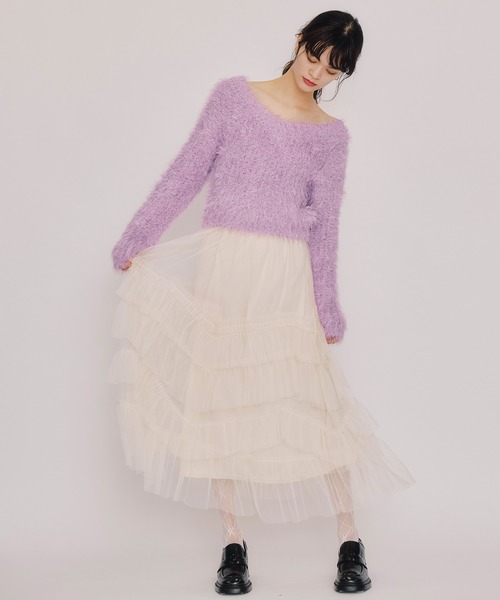 REDYAZEL（レディアゼル）の「ブークレラメシャギーニットプルオーバー（ニット/セーター・レディース・サックスブルー/パープル/ブラック/ピンク/ホワイト・FREE）」の20枚目の写真