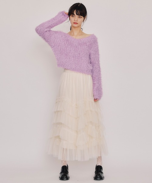 REDYAZEL（レディアゼル）の「ブークレラメシャギーニットプルオーバー（ニット/セーター・レディース・サックスブルー/パープル/ブラック/ピンク/ホワイト・FREE）」の21枚目の写真