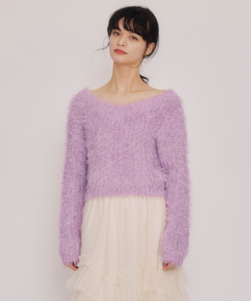 REDYAZEL（レディアゼル）の「ブークレラメシャギーニットプルオーバー（ニット/セーター・レディース・サックスブルー/パープル/ブラック/ピンク/ホワイト・FREE）」の22枚目の写真