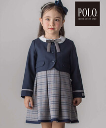 SLAP SLIP（スラップスリップ）の「【POLO BCS(ポロ・ビーシーエス)×SLAP SLIPコラボ】袖切り替えジャケット+襟リボン付きチェックワンピース(110~130cm)（スーツセット）」