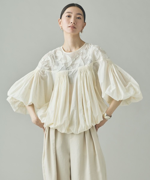 Curensology(カレンソロジー)の「Curensology(カレンソロジー)/バードシシュウブラウス(シャツ/ブラウス・レディース・ブラック/ホワイト・FREE)」の3枚目の写真