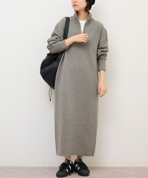 JOURNAL STANDARD relume（ジャーナルスタンダード　レリューム）の「《追加2》スウェットライクハーフジップワンピース（ワンピース・レディース・ネイビー/グレー・FREE）」の5枚目の写真