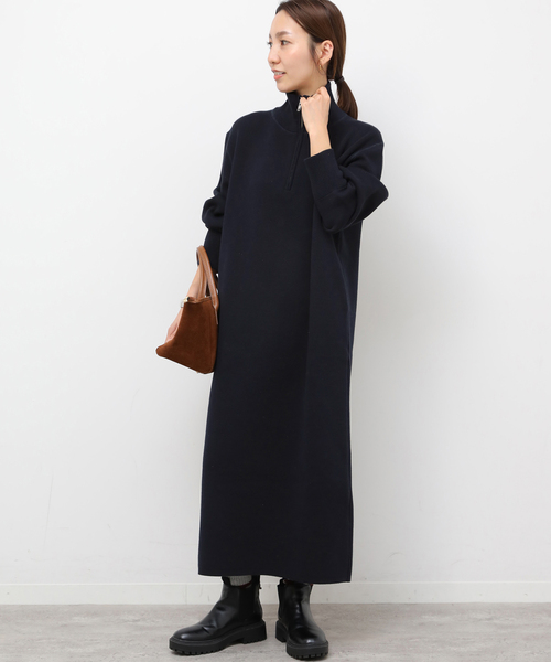 JOURNAL STANDARD relume（ジャーナルスタンダード　レリューム）の「《追加2》スウェットライクハーフジップワンピース（ワンピース・レディース・ネイビー/グレー・FREE）」の9枚目の写真