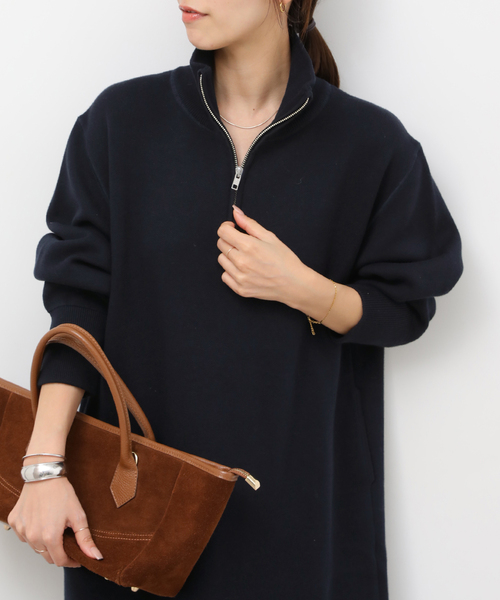 JOURNAL STANDARD relume（ジャーナルスタンダード　レリューム）の「《追加2》スウェットライクハーフジップワンピース（ワンピース・レディース・ネイビー/グレー・FREE）」の14枚目の写真