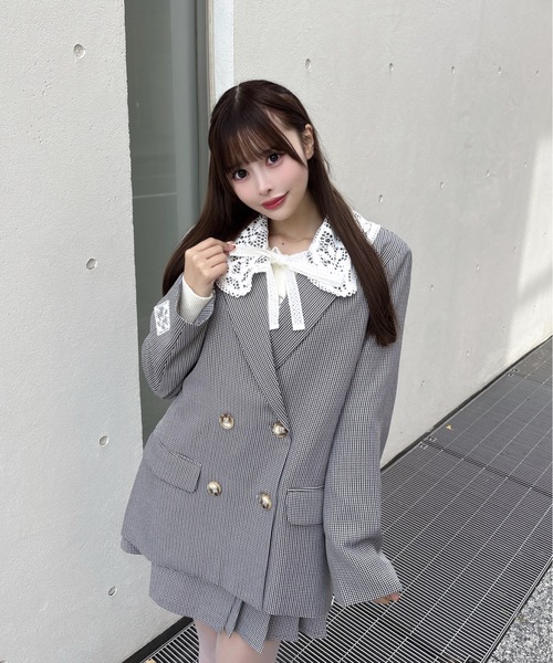 one way（ワンウェイ）の「レース衿テーラージャケット（テーラードジャケット・レディース・ブラウン系その他/グレー系その他/グレー・FREE）」の2枚目の写真