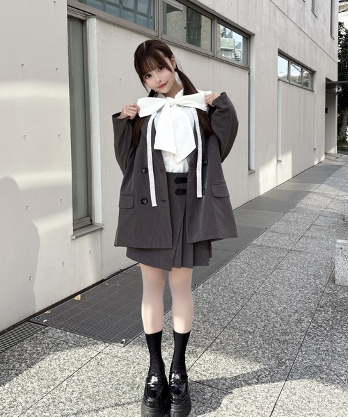 one way（ワンウェイ）の「レース衿テーラージャケット（テーラードジャケット・レディース・ブラウン系その他/グレー系その他/グレー・FREE）」の6枚目の写真