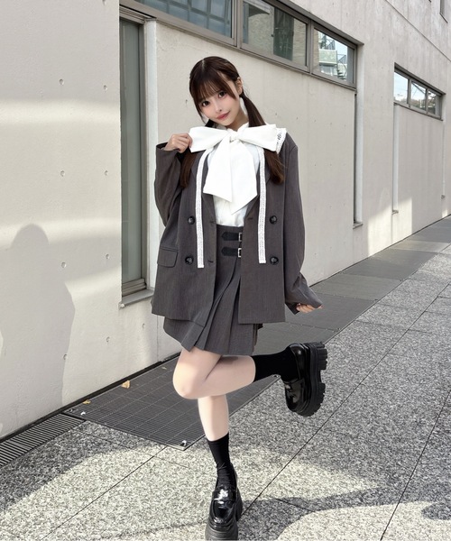 one way（ワンウェイ）の「レース衿テーラージャケット（テーラードジャケット・レディース・ブラウン系その他/グレー系その他/グレー・FREE）」の7枚目の写真