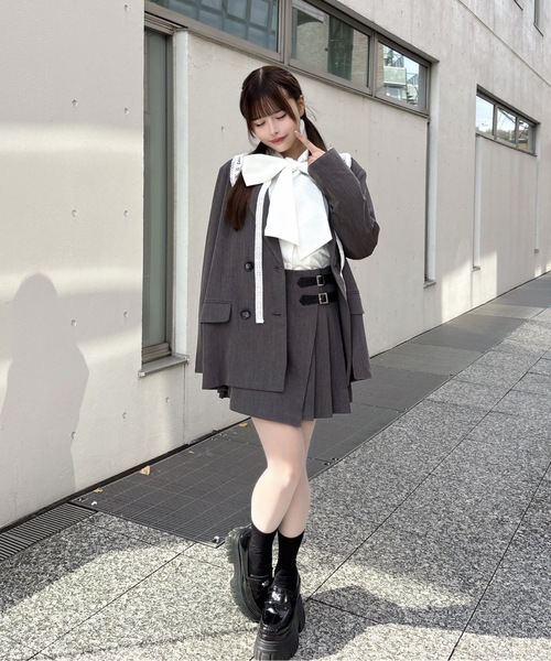 one way（ワンウェイ）の「レース衿テーラージャケット（テーラードジャケット・レディース・ブラウン系その他/グレー系その他/グレー・FREE）」の8枚目の写真