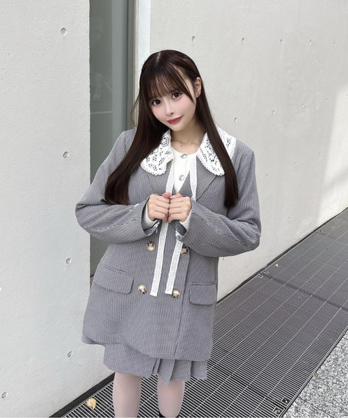 one way（ワンウェイ）の「レース衿テーラージャケット（テーラードジャケット・レディース・ブラウン系その他/グレー系その他/グレー・FREE）」の12枚目の写真